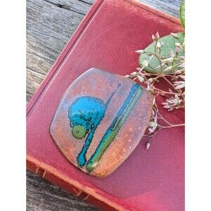 Vintage Artisan Ceramic Brooch; Earthy Abstract Pin